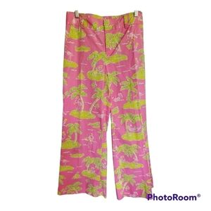 Lilly Pulitzer golf bell bottom pants 6 flamingos on the green